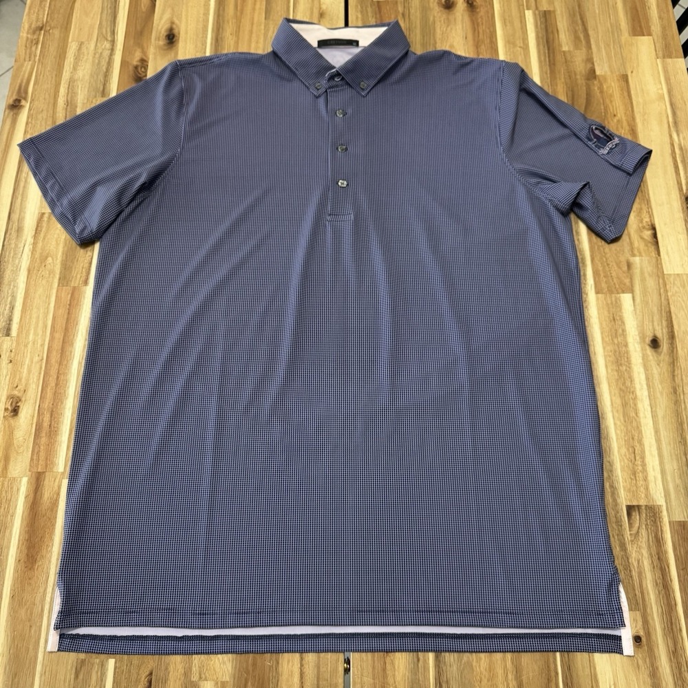 Greyson Polo Shirt Mens XL Blue Geometric Golf Stretch Performance Logo Wolf